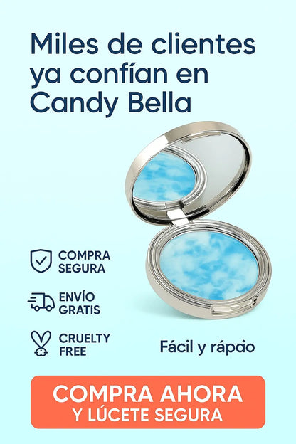 Candy Bella Polvo Compacto Matificante  – Controla Brillos y Deja Tu Piel Suave Todo el Día