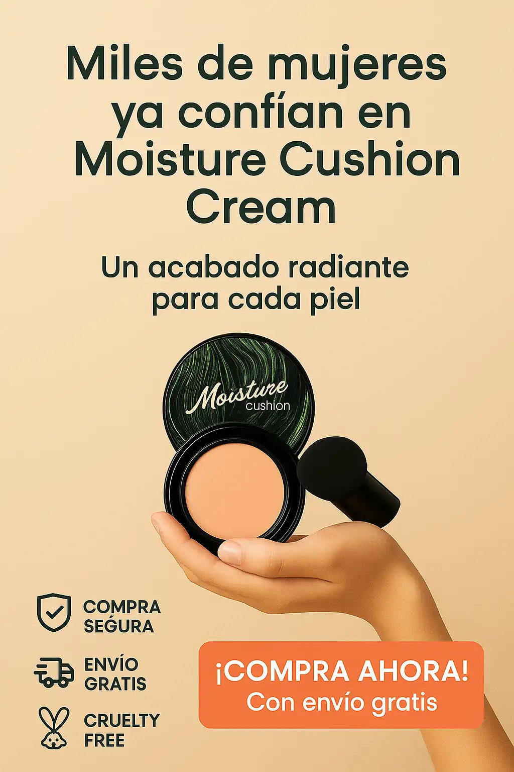 🌟 Moisture Cushion Cream  – Acabado suave, piel ligera