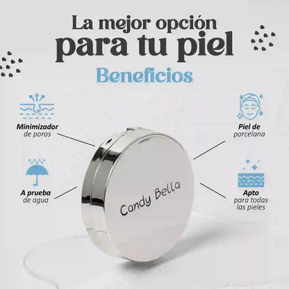 Candy Bella Polvo Compacto Matificante  – Controla Brillos y Deja Tu Piel Suave Todo el Día
